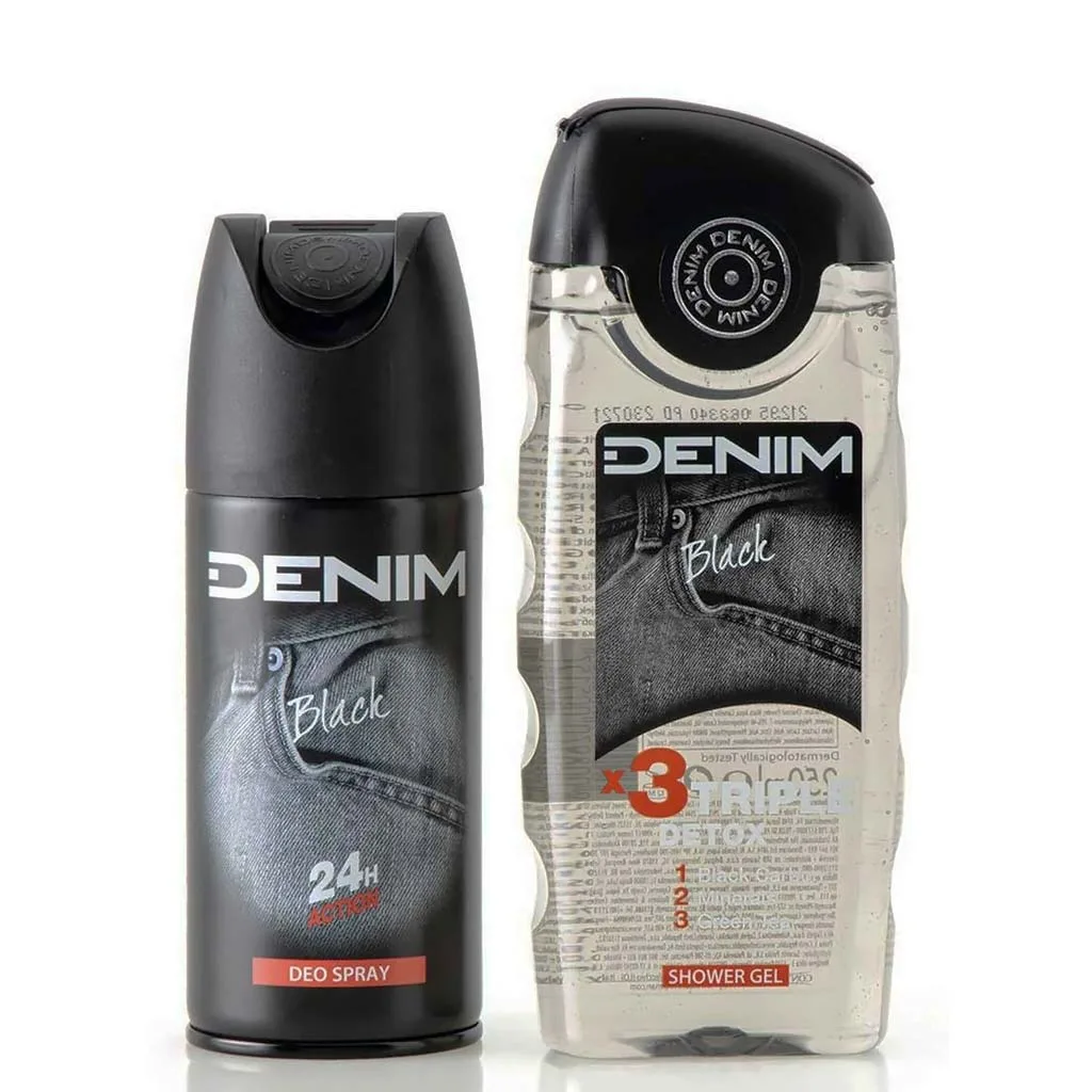 Denim Black Men's Giftset Shower Gel 250ml & Deodorant Spray 150ml