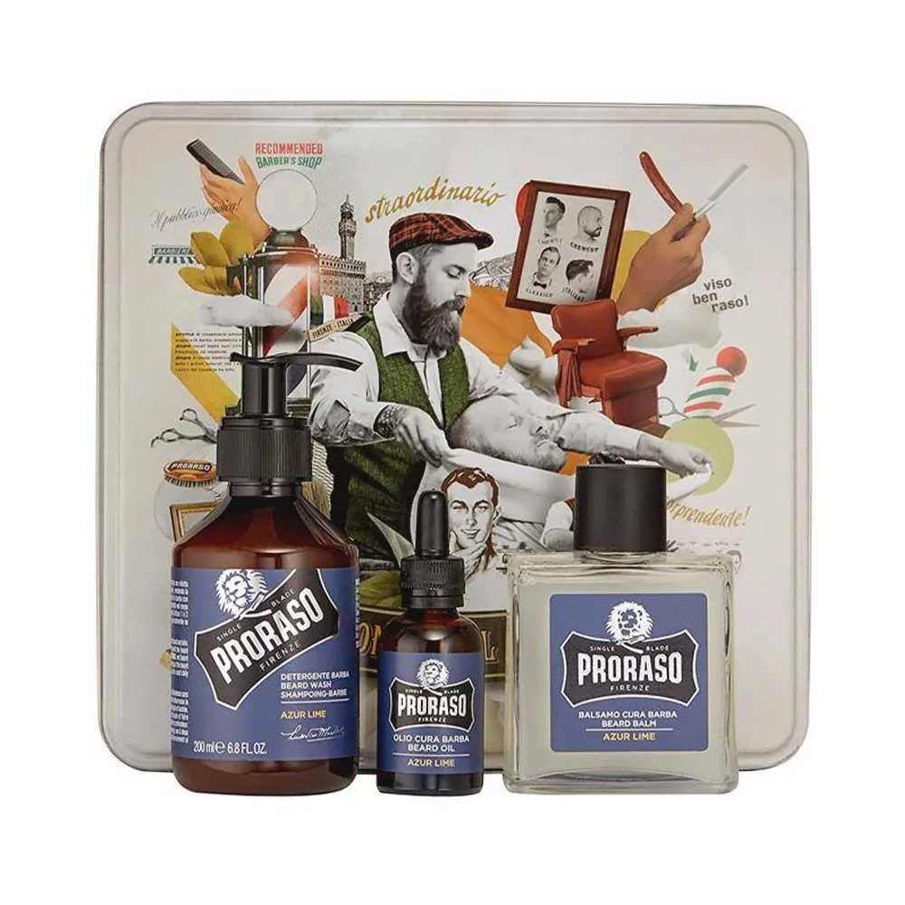 Proraso Azur Lime Beard Kit Metal Box
