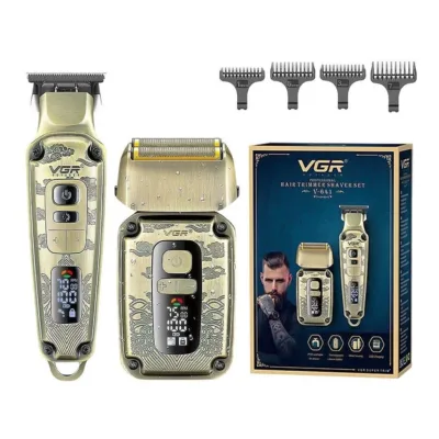 VGR V-641 Hair Trimmer Shaver Set Σετ Ξυριστική & Κουρετική Μηχανή 2τεμ