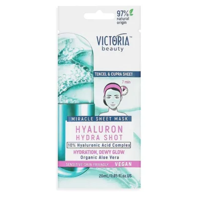 Victoria Beauty Hyaluron Hydra Shot Miracle Sheet Mask Μάσκα Προσώπου με Υαλουρονικό Οξύ, Αλόη & Νιανσιναμίδη 20ml Vegan