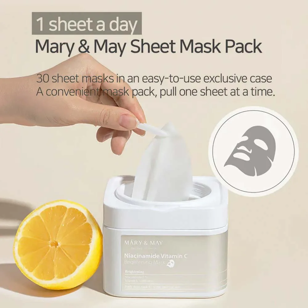 Mary-&-May-Niacinamide-Vitamin-C-Brightening-Mask-30τμχ-05 Mary & May Niacinamide Vitamin C Brightening Mask - Σετ Μάσκες Προσώπου Πανί με Νιασιναμίδη & Βιταμίνη C 30τμχ