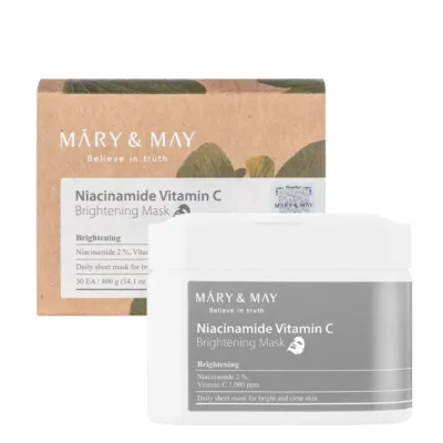Mary & May Niacinamide Vitamin C Brightening Mask - Σετ Μάσκες Προσώπου Πανί με Νιασιναμίδη & Βιταμίνη C 30τμχ