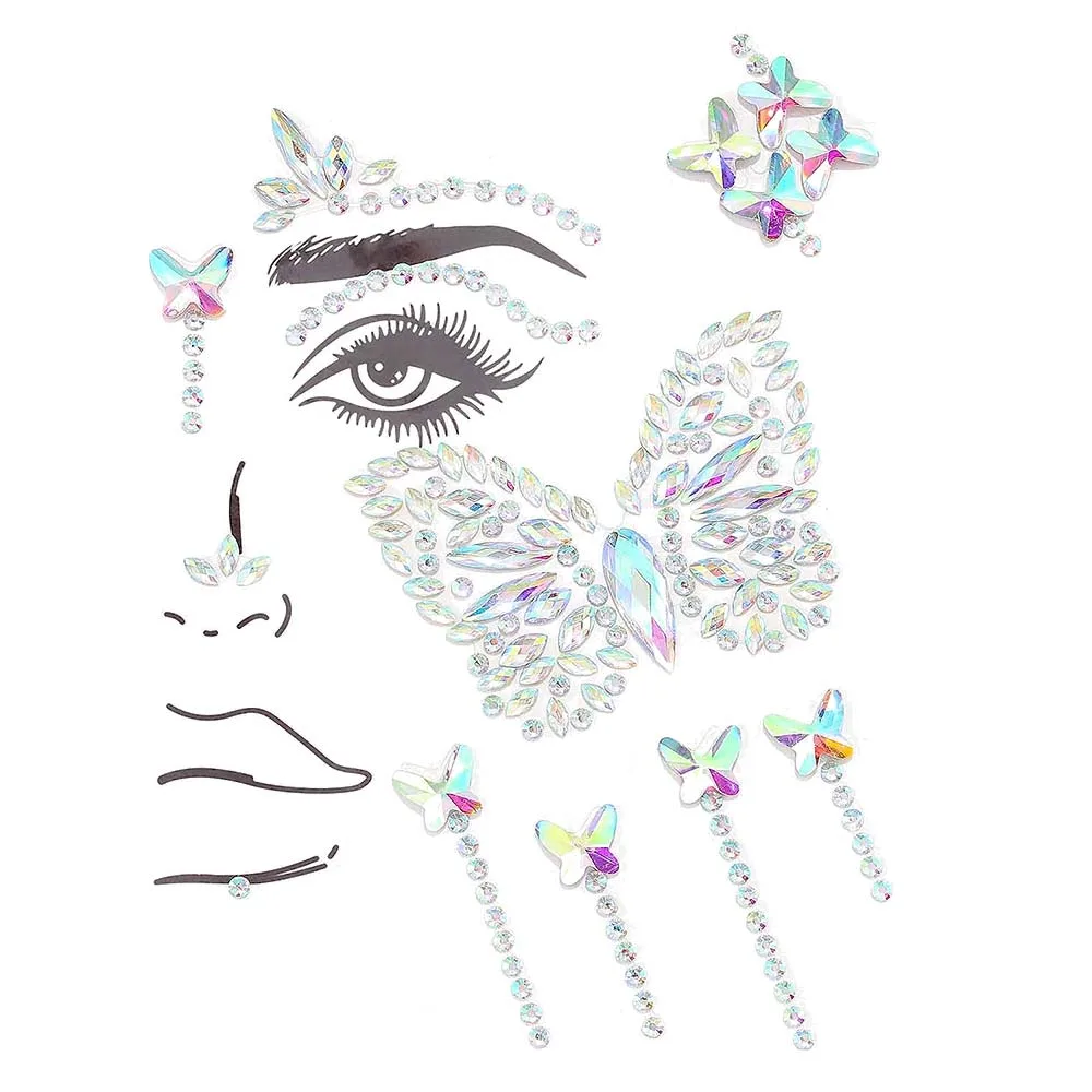 Parly Joy Face & Eye Stickers Buttefly's World Διακοσμητικά Αυτοκόλλητα Προσώπου Ματιών Στρας Ιριδίζοντα