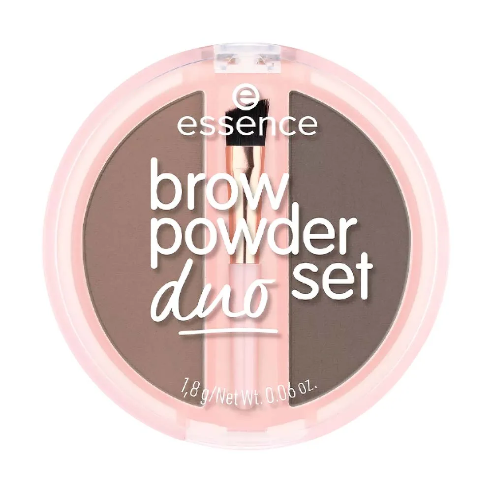 Essence Brow Powder Duo Set Πούδρα - Σκιά για τα Φρύδια με Πινελάκι 2colours 02 Medium