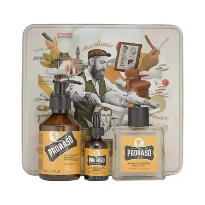 Proraso Wood & Spice Beard Kit Metal Box Σετ Περιποίησης Γενειάδας 3pcs