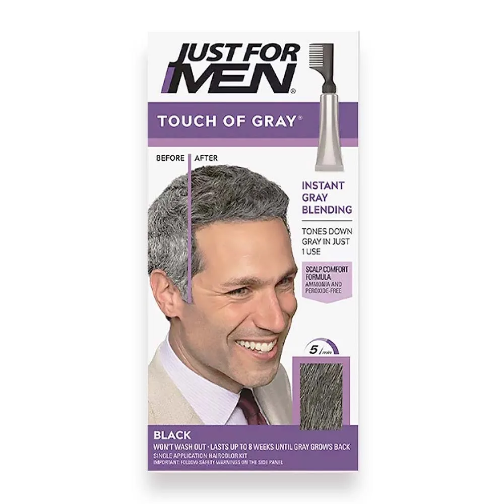 Just For Men Touch Of Grey Instant Grey Blending - Σετ Βαφής Φυσικής Μερικής Κάλυψης Γκρίζων Τ-55 Black Μαύρο