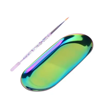 Metal Palette Nail Art – Μεταλλική Παλέτα Τοποθέτησης Χρωμάτων & Διακοσμητικών Νυχιών 18cm x 8,5cm Ιριδίζουσα
