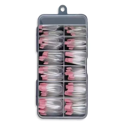 WD Tips Τεχνιτών Nυχιών Γαλλικό Μανικιούρ Coffin- Ροζ Διαφανές 120τμχ