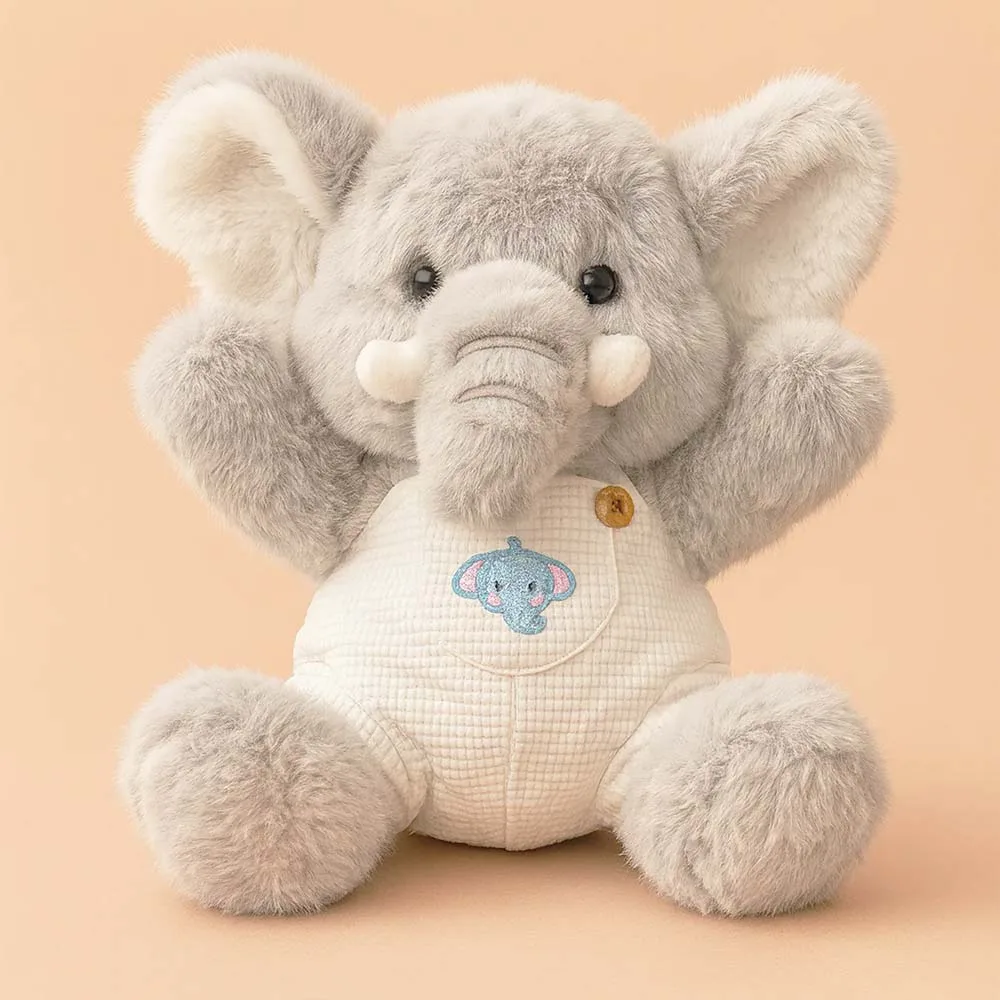 VIP Baby Dolls Stuffed Baby Elephant, Λούτρινο Γούνινο Ελεφαντάκι Γκρι 37cm