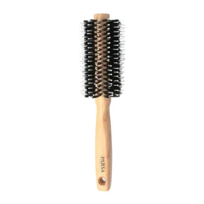 PARSA Beauty Essential Volume Wood Round Brush ξύλινη βούρτσα μαλλιών με Τρίχα και Δοντάκια Σιλικόνης 19mm